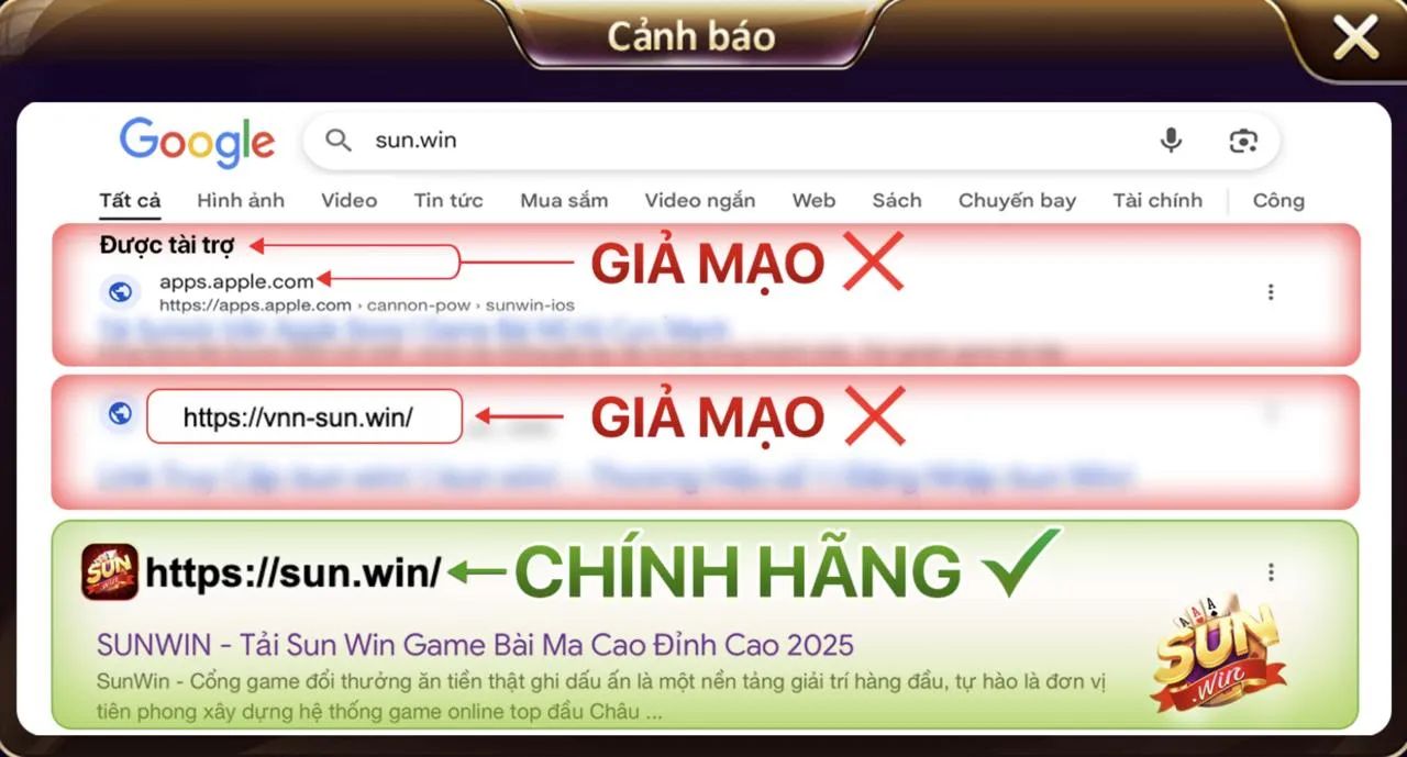 phân biệt website Sunwin thật